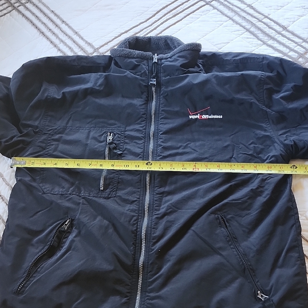 Verizon Wireless Black and Gray Reversable Fleece Jacket By Dunbrooke. - Picture 14 of 16